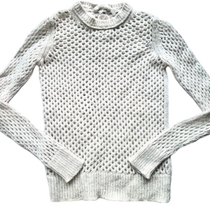 Aritzia Wilfred  Open Knit Crochet Sweater white wool alpaca blend xs